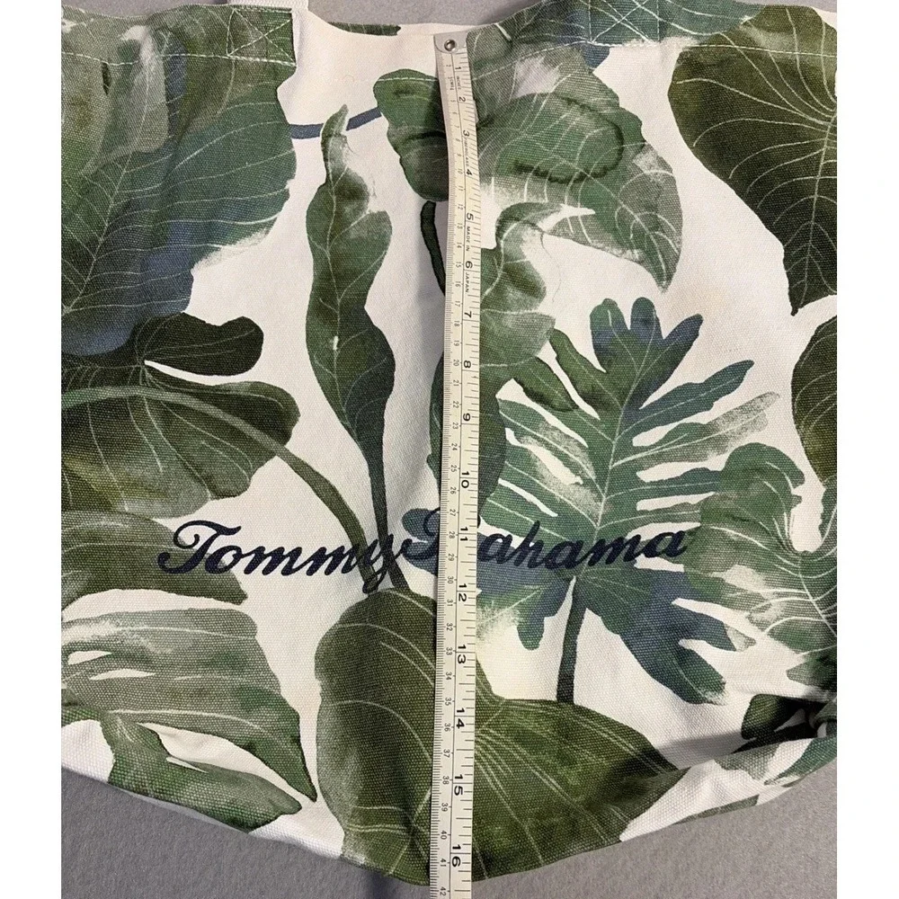 Tommy Bahama Woman's Canvas Tote, Green Floral Summer Tropical Vacation